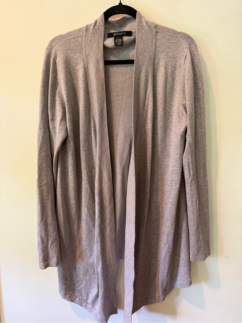 89th & Madison Gray Open Drape Cardigan